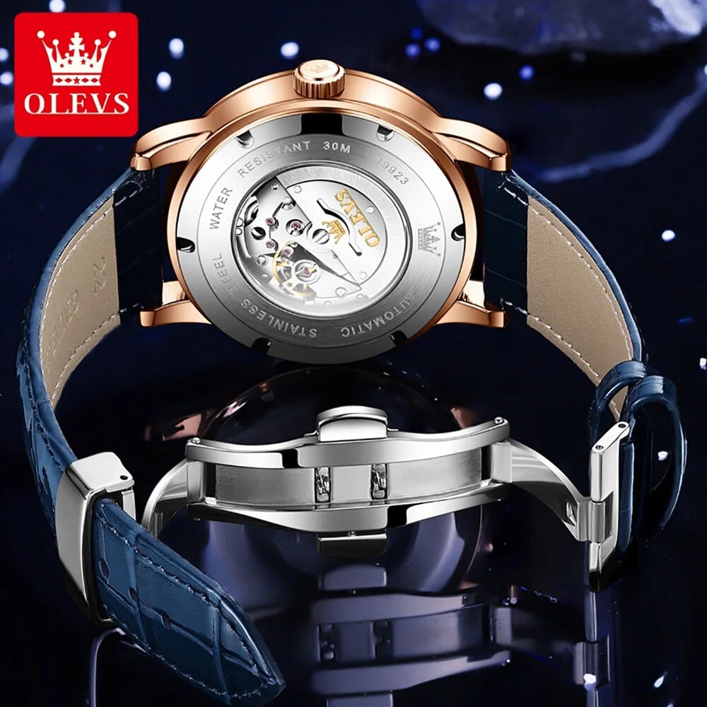 OLEVS Men Sky Moon Phase Automatic Mechanical Watch